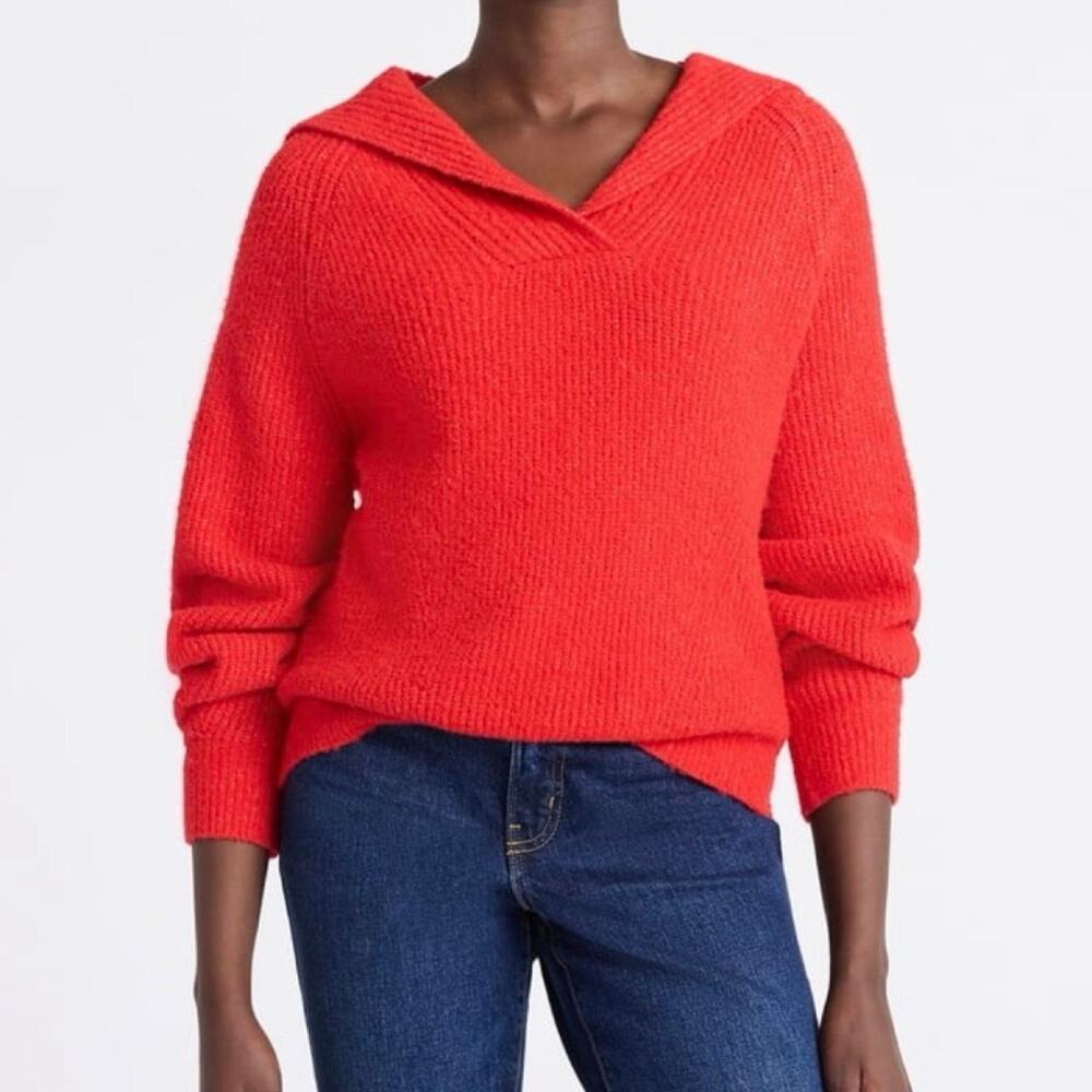 Free assembly tomato red ribbed sweater
